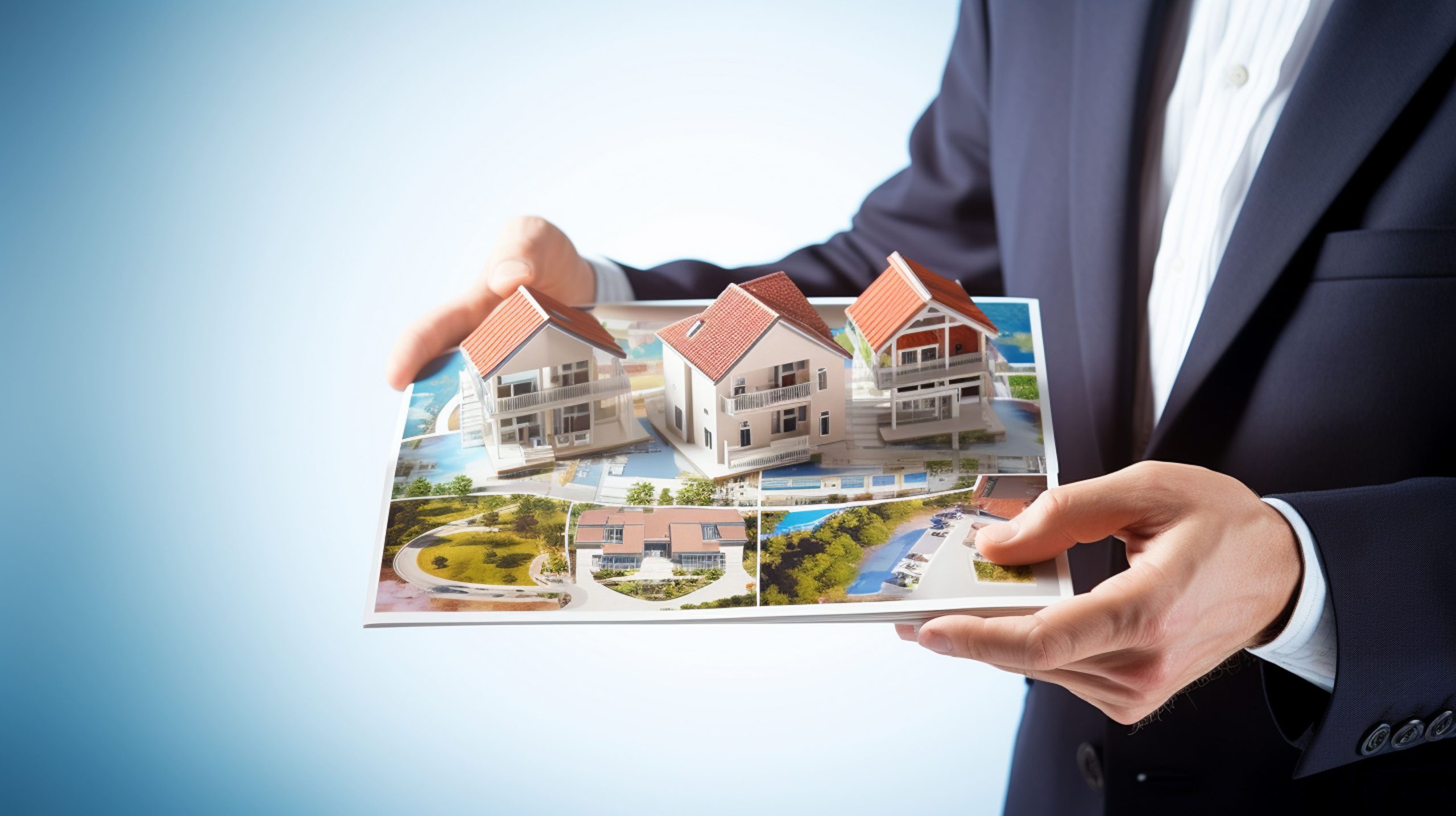 Real estate advisor reviewing a property listing on a tablet